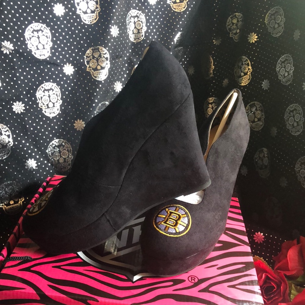 Heels Boston Bruins NHL Wedge sz 10.5 women’s shoes box sexy platform hockey